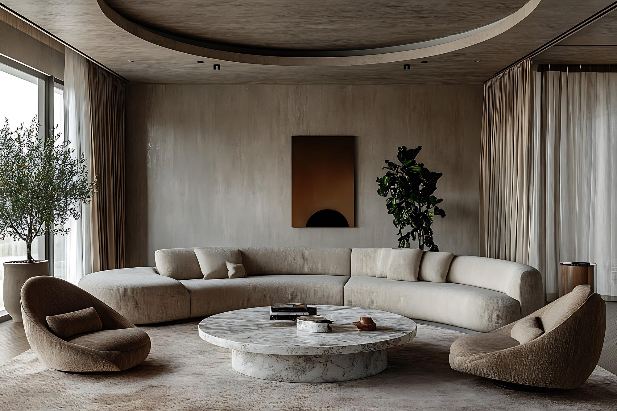 Bright living room, neutral tones